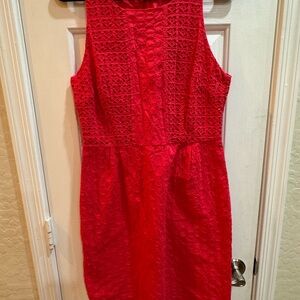 Old Navy Vibrant Red Textured Midi Dress
